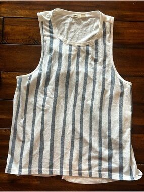 Roxy Striped Sleeveless Tank Top - White & Blue